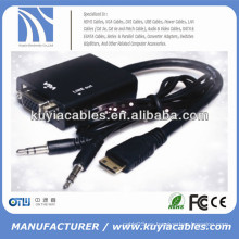 Precio barato Hdmi a VGA Cable Converter con cable de audio de 3,5 mm